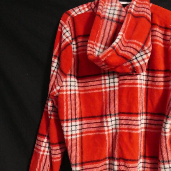 MIKK LOUNGE | xl - extra large | Plaid Fleece Zip-Up Front Closure Hooded Pajama - Picture 9 of 16